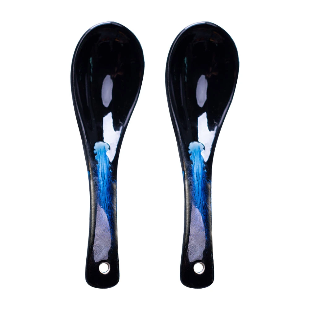 2 Pcs Ceramic Spoon Practical Stirring Spoon Soup Spoon Breakfast Spoon Dessert Spoon