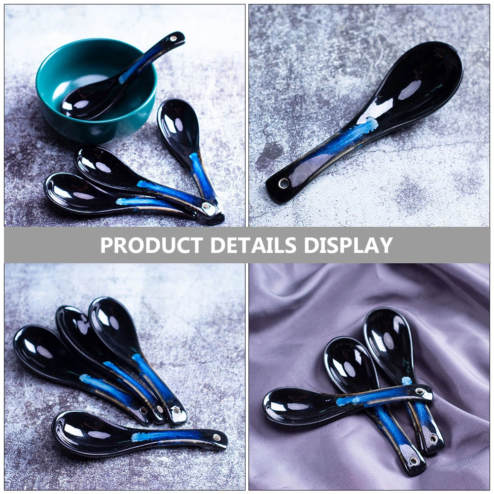 2 Pcs Ceramic Spoon Practical Stirring Spoon Soup Spoon Breakfast Spoon Dessert Spoon