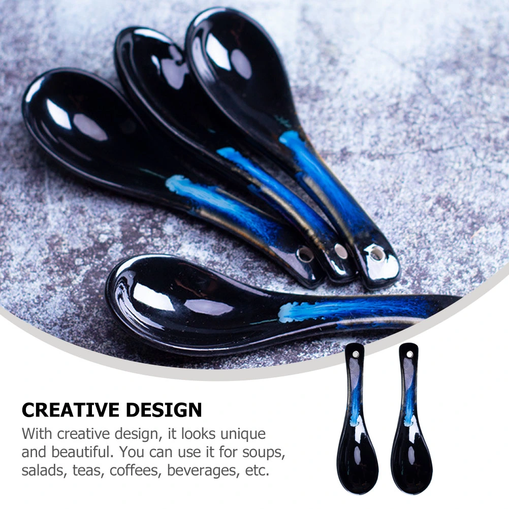 2 Pcs Ceramic Spoon Practical Stirring Spoon Soup Spoon Breakfast Spoon Dessert Spoon
