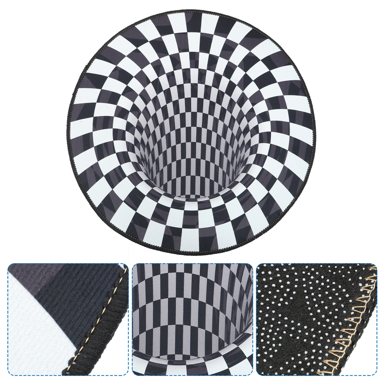 Visual Illusion Rug 3D Black and White Vortex Rug Table Illusion Carpet Floor Pad