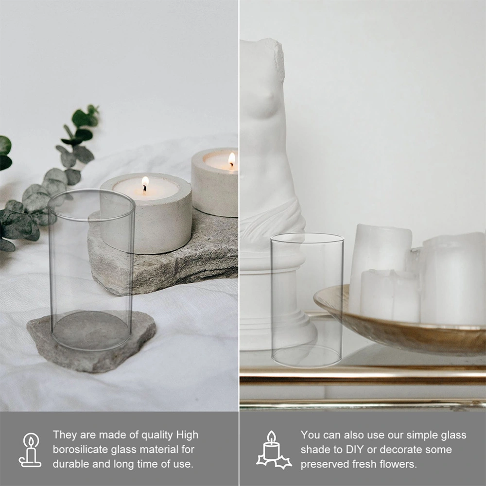 Clear Chimney Tube Glass Open Ended Candle Shade Glass Candle Shade Cover Candle Holder Sleeve