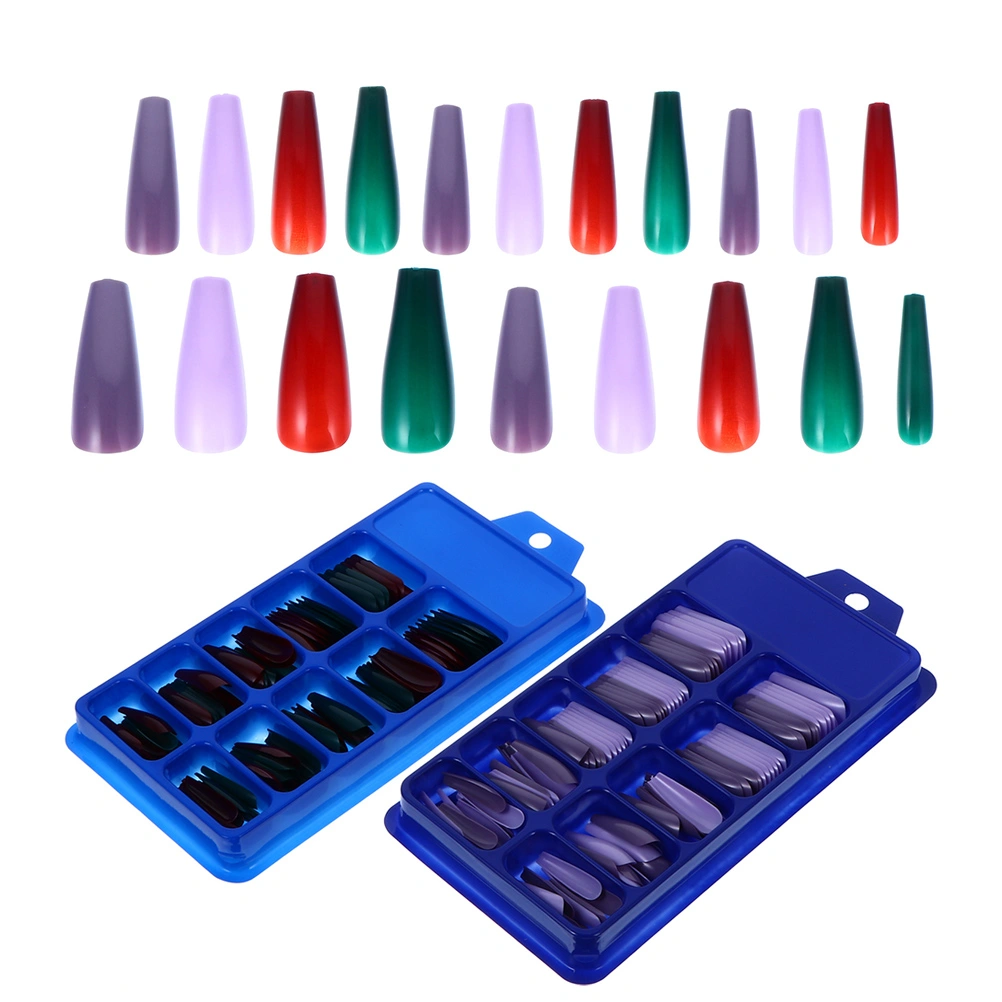 2 Boxes Long Fake Nails Manicure Fake Nails Artificial Female Fingernails