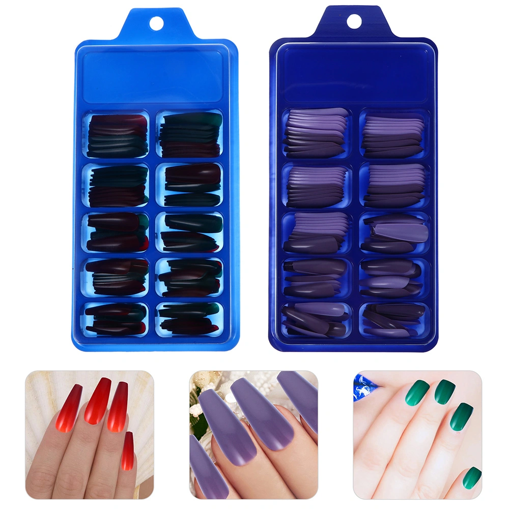 2 Boxes Long Fake Nails Manicure Fake Nails Artificial Female Fingernails