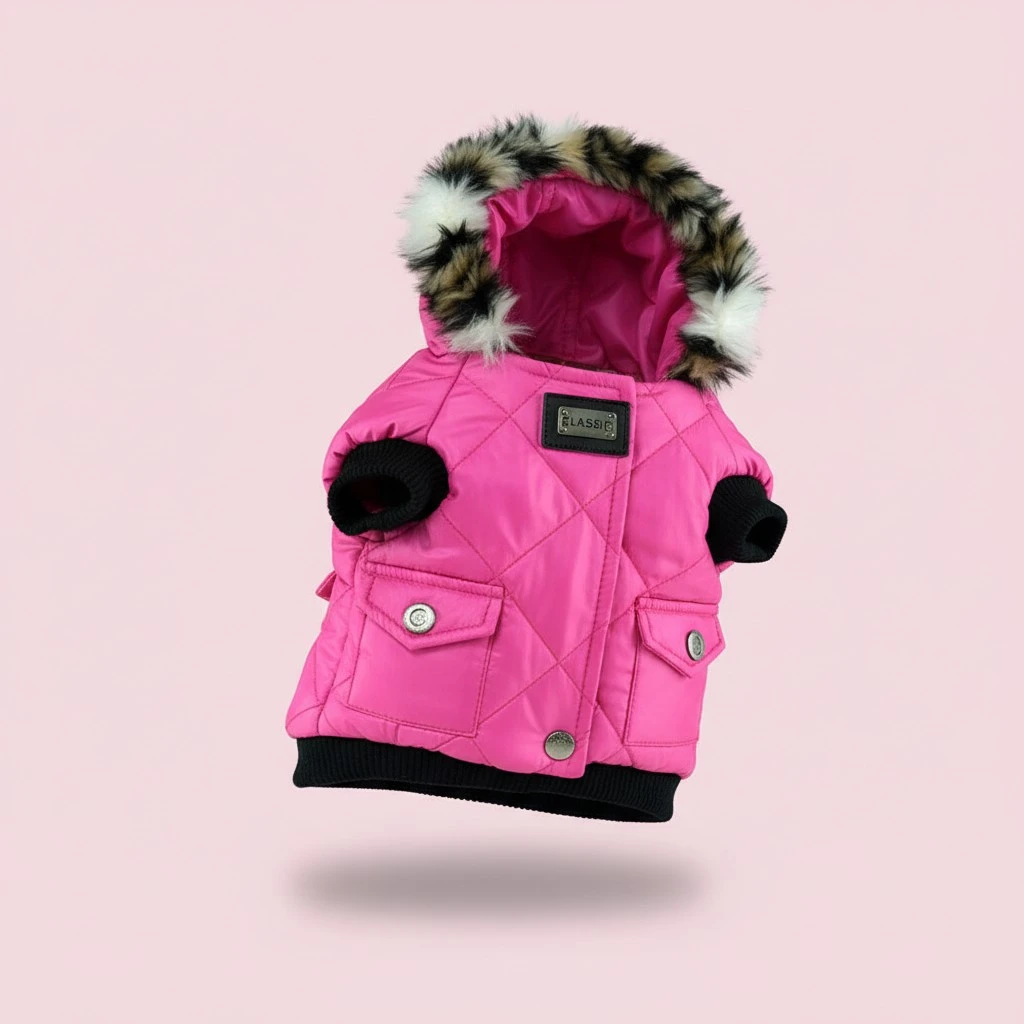 Pet Dog Coat Autumn Winter Pet Keep Warm Clothing Pet Puppy Apparel (Rosy, Size XS)