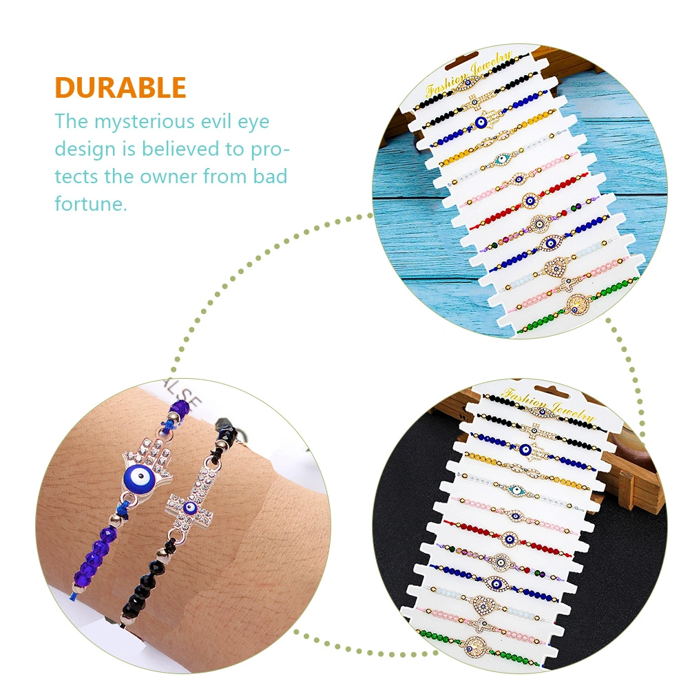 12pcs Evil Eye Beaded Bracelet Adjustable Blue Evil Eye Rope Bracelets Protection Bracelet