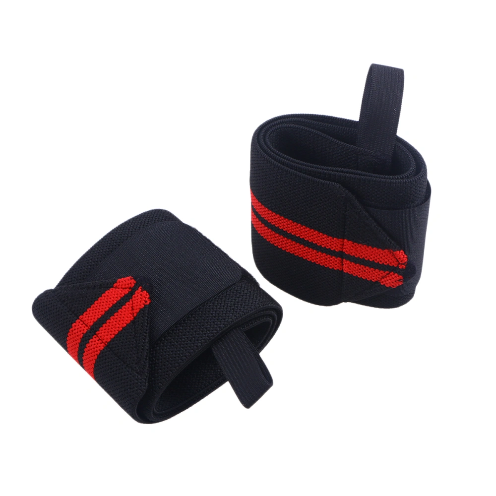 2pcs Wrist Weight Lifting Strap Fitness Gym Wrap Bandage Hand Support Wristband Wrist Supports Stabilizer with Thumb Loops(Black and Red)