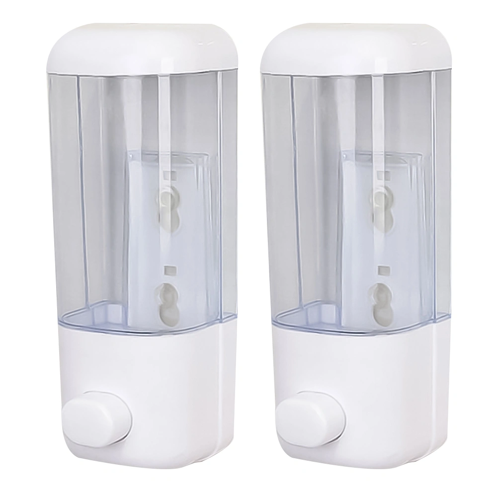 2Pcs 500ML Manual Liquid Soap Dispenser Large Capacity Hand Sanitizer Machine Wall Hanging Type Soap Dispenser Simple Soap Hanging Container (White)
