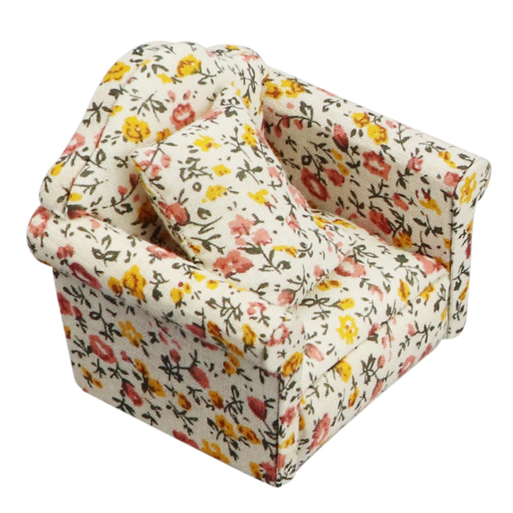 1pc Doll House Ornamental Models Flower Pattern Sofa Toy Kid Mini Furniture Toy