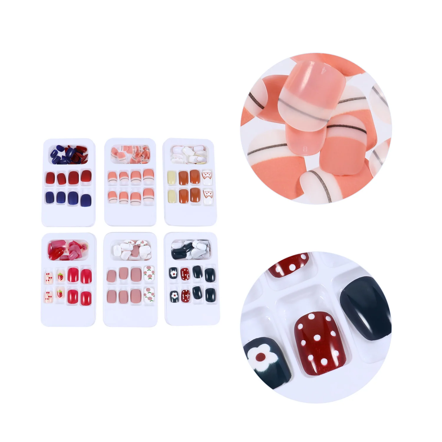 144pcs Press on Nails Artificial Nails False Nails Art Stickers Random Pattern