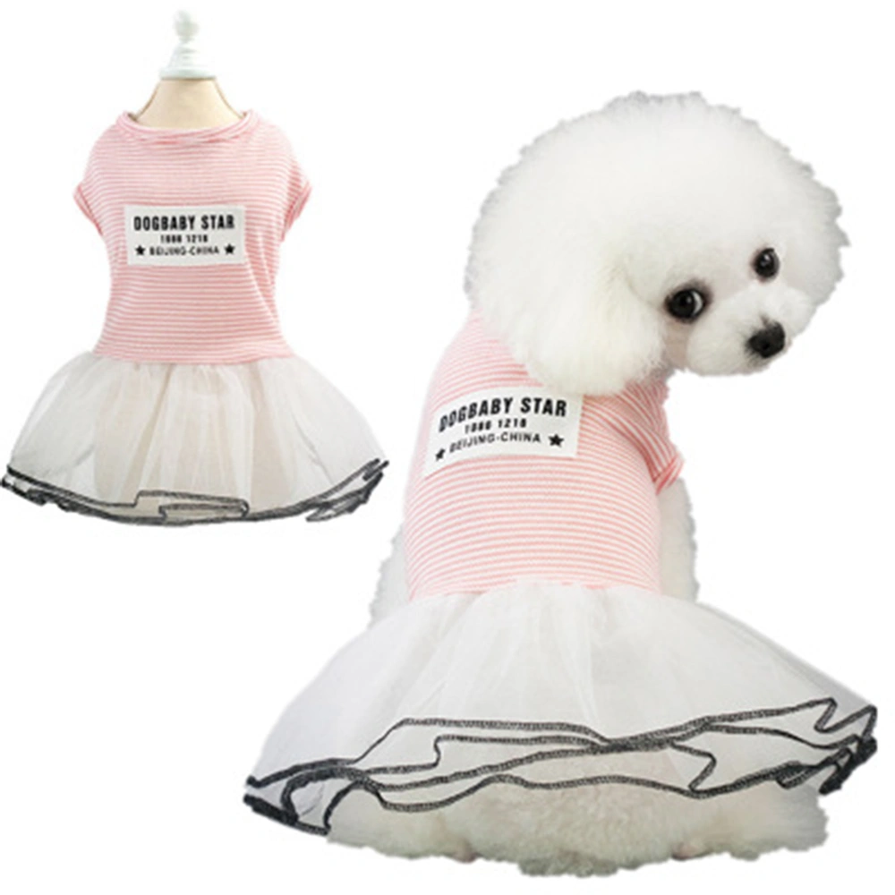 1pc Spring Summer Striped skirt for Pets Puppy Little Dog Size L (Pink)