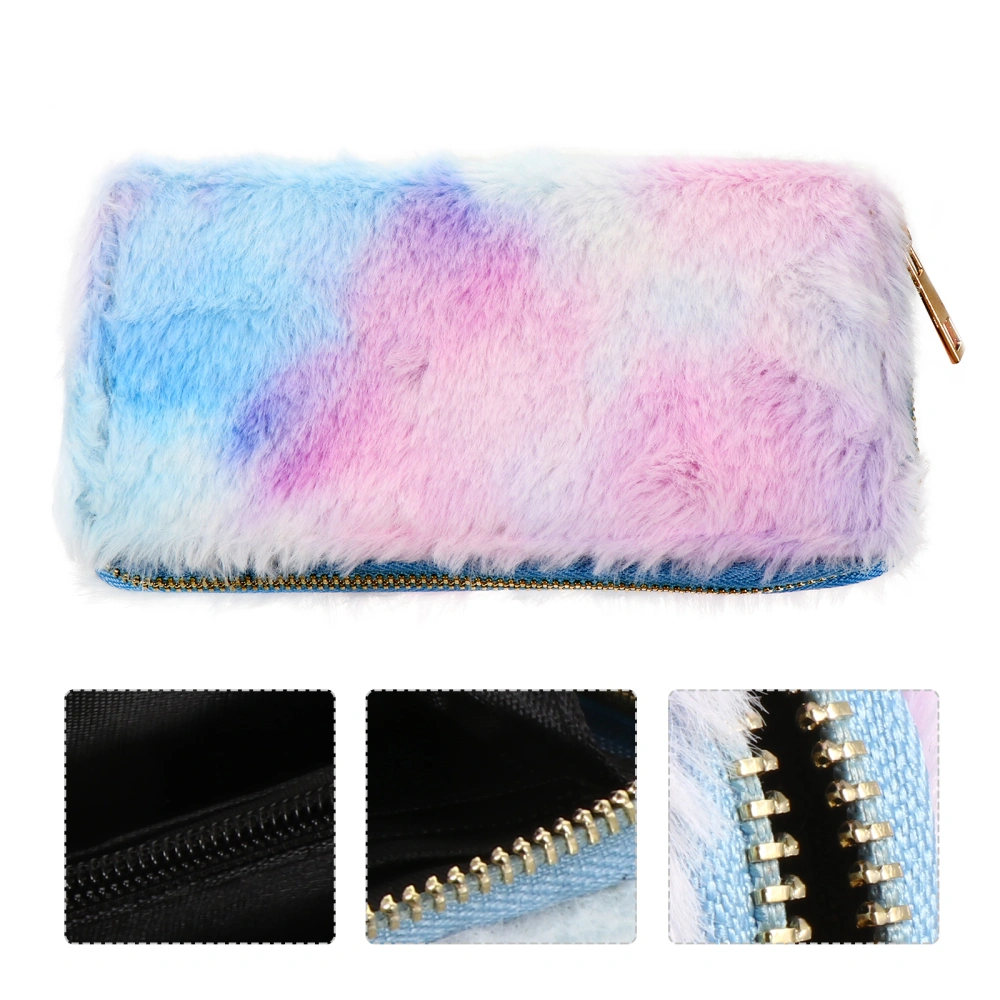 1Pc Creative Wallet Comfortable Plush Wallet Women Purse Zippered Handbag