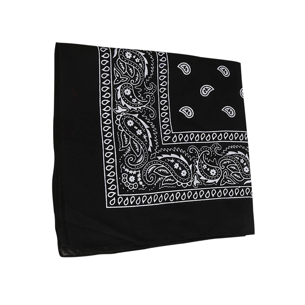 Multipurpose Bandana Printed Cotton Headband Sweat-absorbing Handkerchiefs (Black)