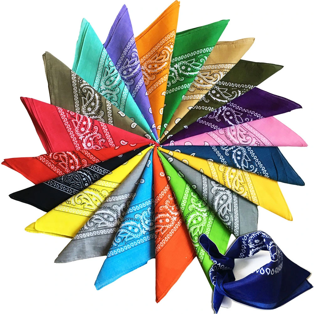 Multipurpose Bandana Printed Cotton Headband Sweat-absorbing Handkerchiefs (Black)