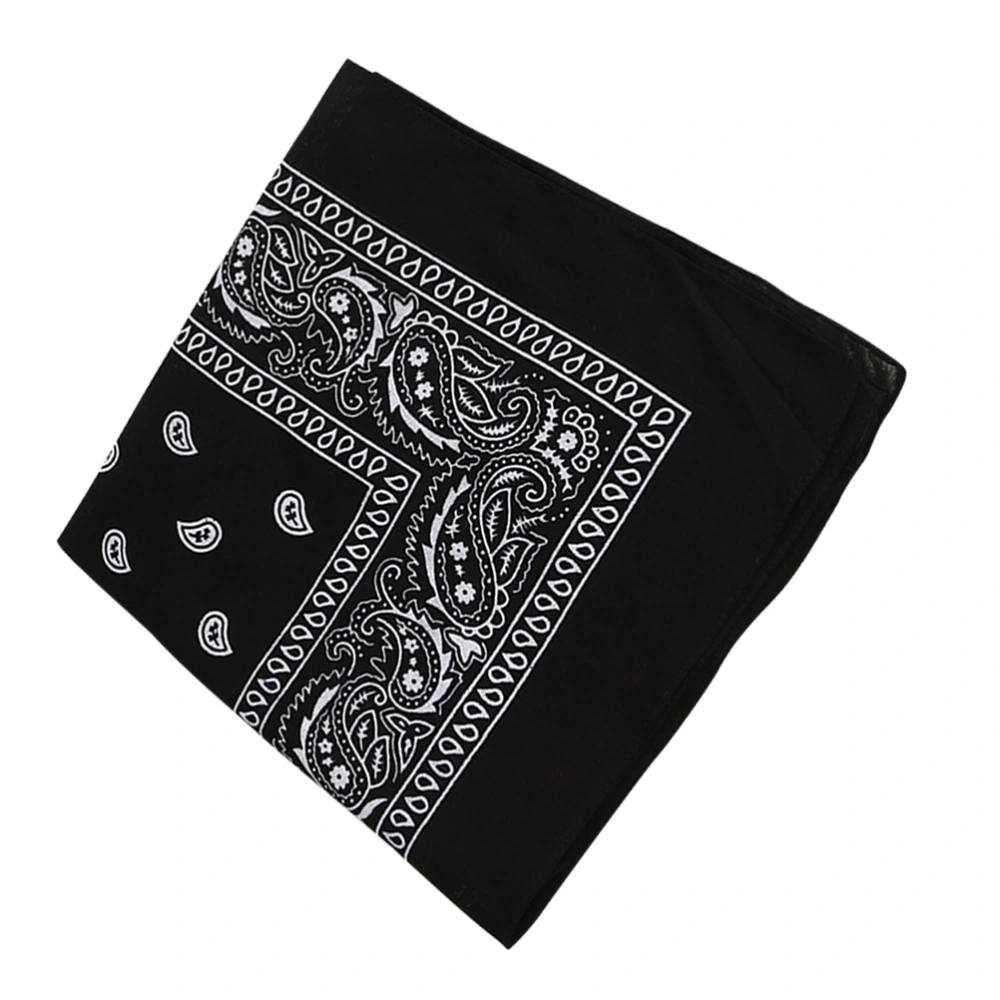 Multipurpose Bandana Printed Cotton Headband Sweat-absorbing Handkerchiefs (Black)