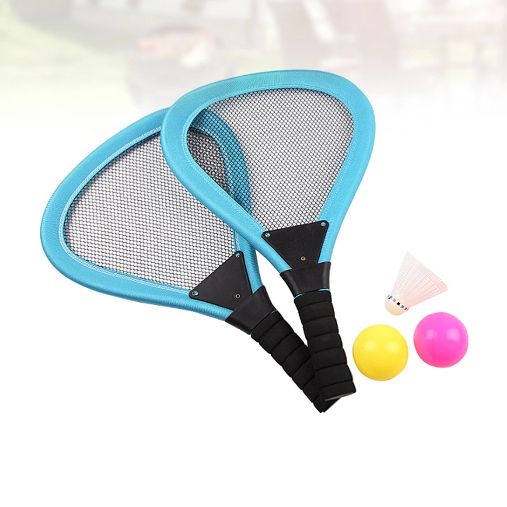 5pcs Children Cloth Tennis Racket Beach Rackets Beachball Racket Kids Outdoor Supplies (2pcs Racket, 1pc Badminton, 2pcs Ocean Ball)