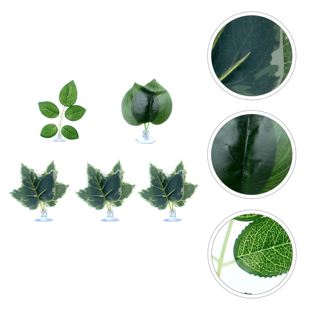 5pcs Pet Box Landscape Leaves Simulation Reptile Plants (Random Color Style)