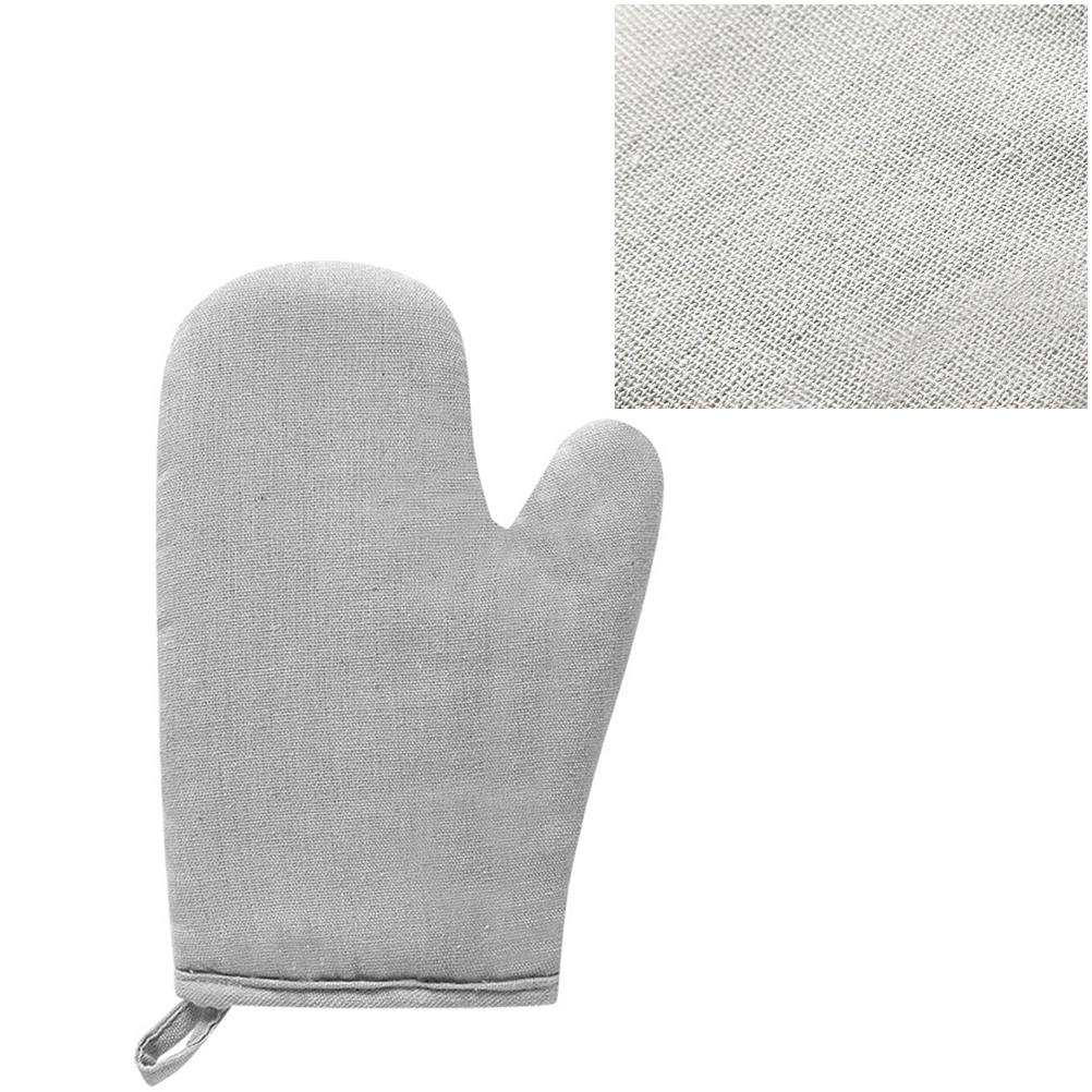Microwave Oven Baking Heat Insulated Gloves Insulation Oven Mitt Pot Holder Kitchen Oven Baking Cooking Tools Heat Resistant Cotton and Linen Plain Anti-scalding Thicken Mitt(Gray One Piece)