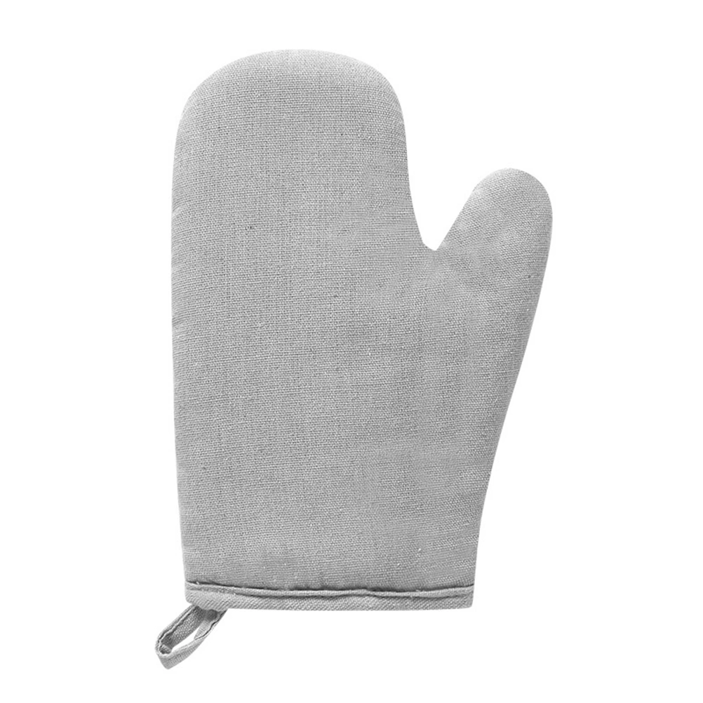 Microwave Oven Baking Heat Insulated Gloves Insulation Oven Mitt Pot Holder Kitchen Oven Baking Cooking Tools Heat Resistant Cotton and Linen Plain Anti-scalding Thicken Mitt(Gray One Piece)