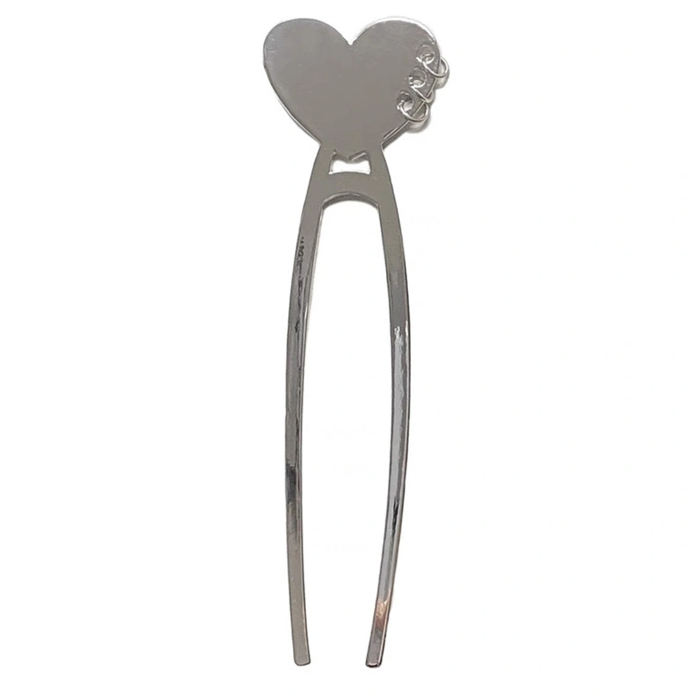 Hair Fork Simple Heart Hairpin Metal Bun Hair Stick Women Hair Accessory