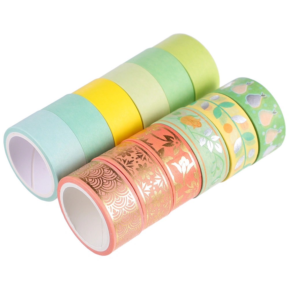 12 Rolls Gold Foil Decorative Tape Beautiful Washi Tape DIY Supplies (Yellow)