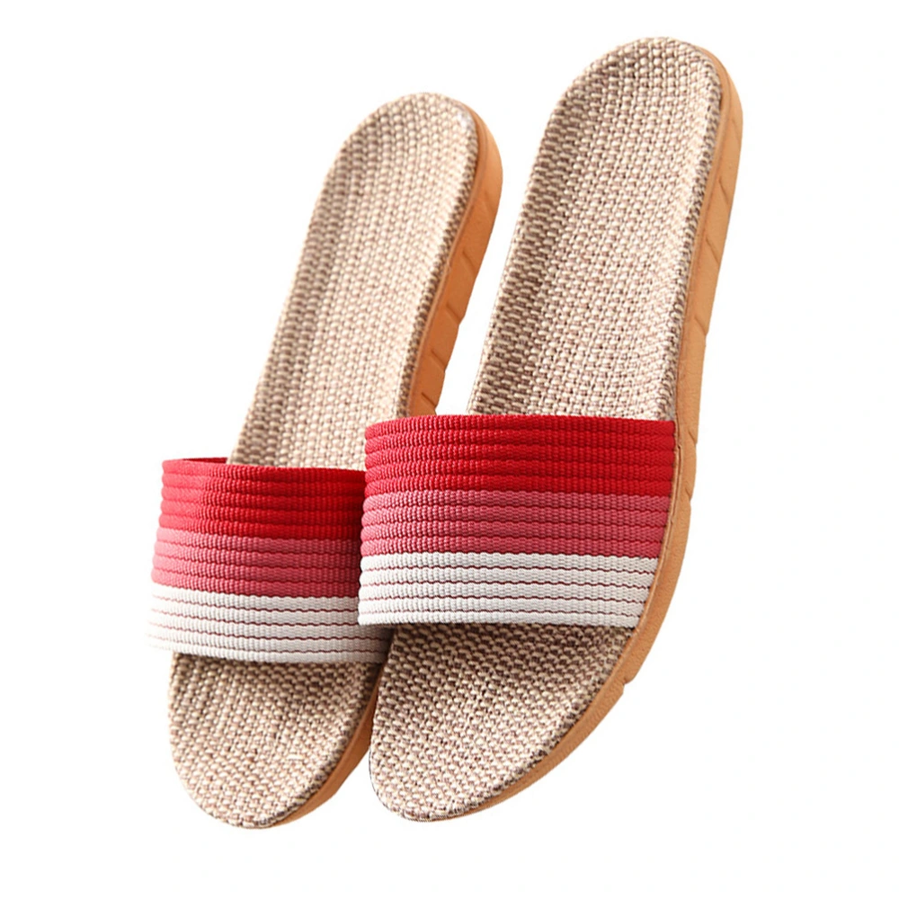 1 Pair Household Summer Linen Slippers Mute Slippers Home Room Linen Slippers