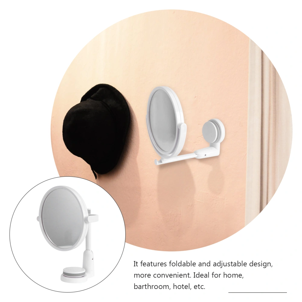 Wall Mounted Round Vanity Mirror Rotating Folding Cosmetic Mirror Household Make-up Mirror No Perforating Toilet Glass Single Sided Mirror