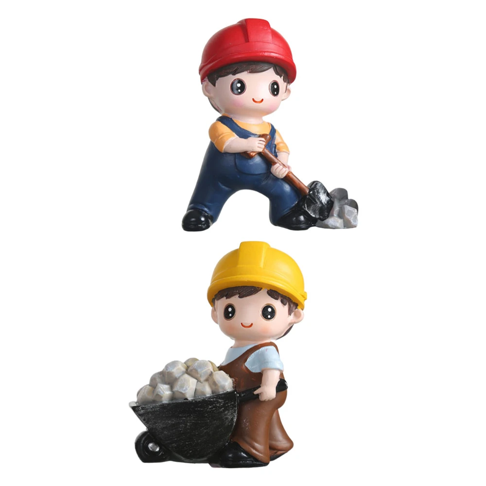 2Pcs Decorative Cake Figurines Topper Boy Cake Ornament Birthday Cake Adornment