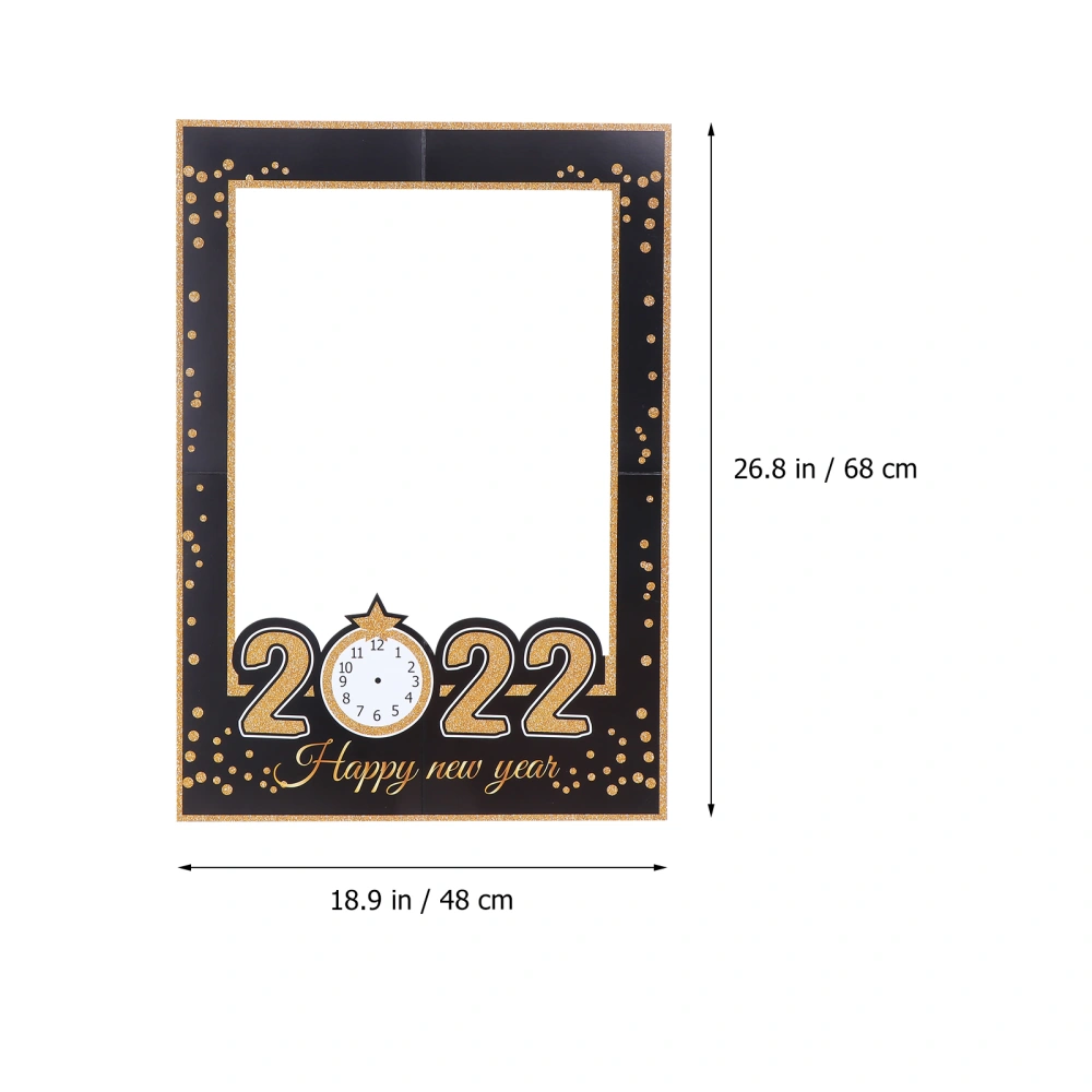 1 Set of Happy 2022 New Year Paper Photo Frame Handheld Photo Props Decor