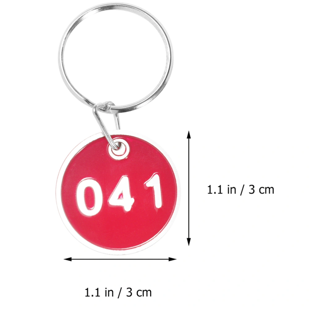 50 Pcs Number Pendant Tags Practical Metal Numbers Plates Luggage ID Tags Key Ring Labels for Office Hotel Red (Number 1-50)