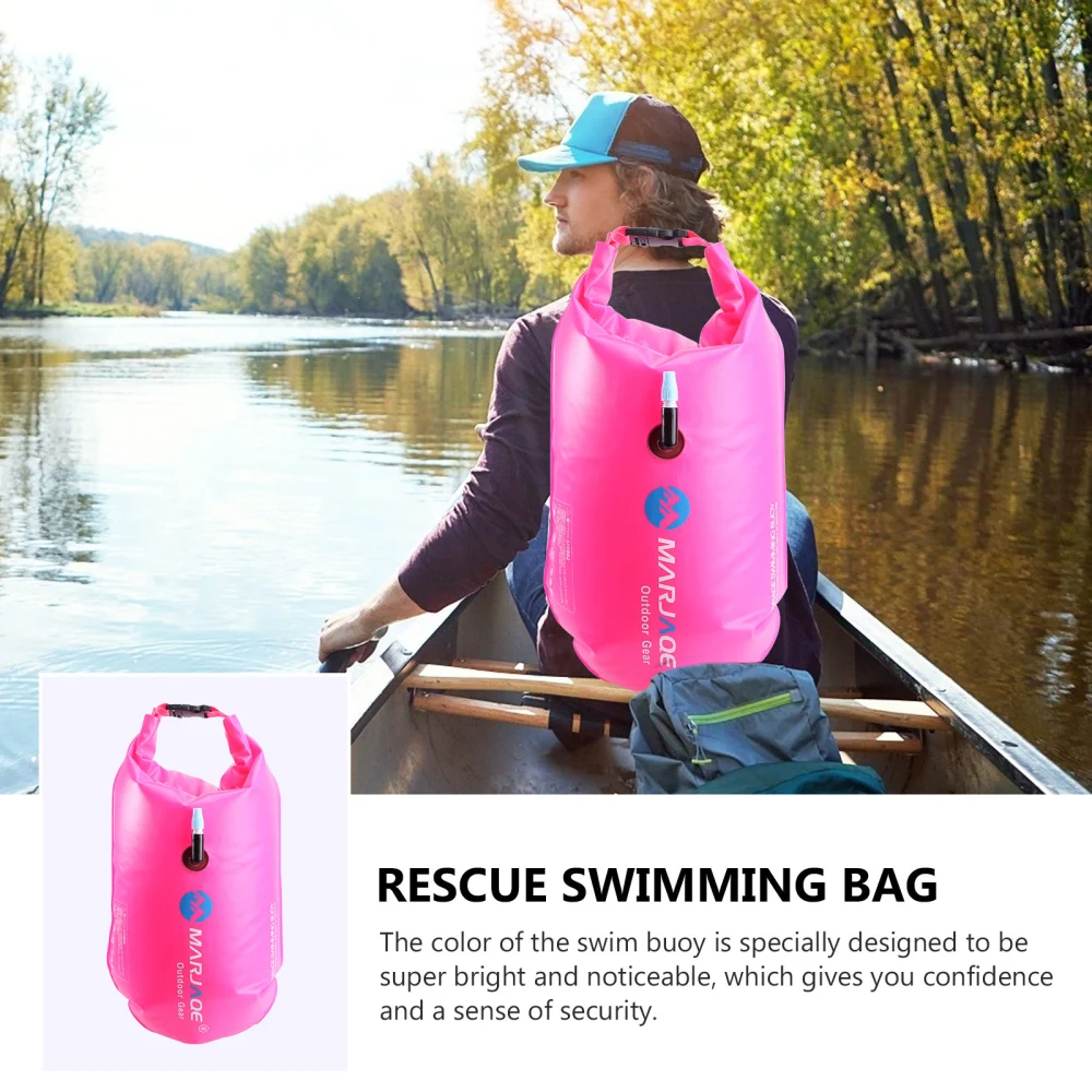 20L Thicken PVC Waterproof Gear Bags Outdoor Sports Inflatable Bag Buoy for Boating Kayaking Fishing Rafting Swimming Camping Rescuing (Rosy)