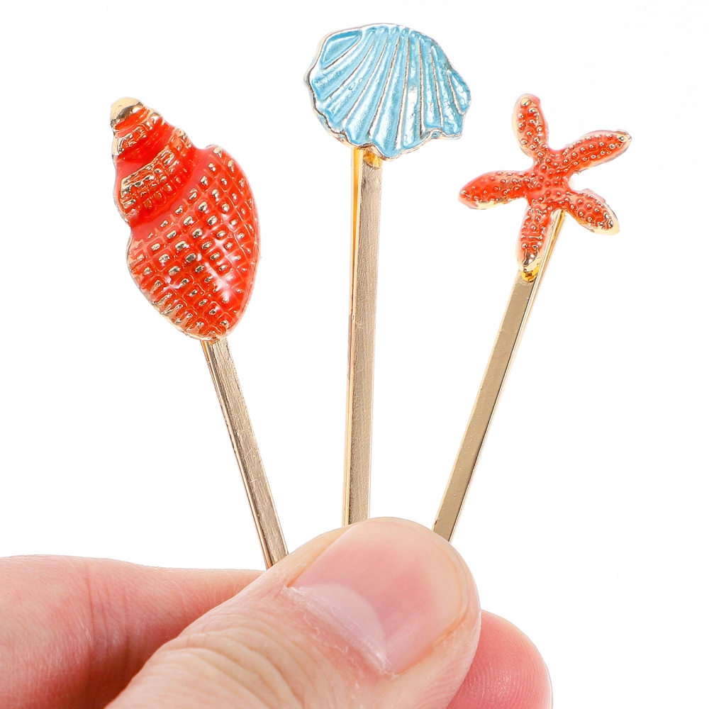 3pcs Ocean Style Hairpins Shell Hair Clips Bang Clips Pretty Bobby Barrettes Headdress