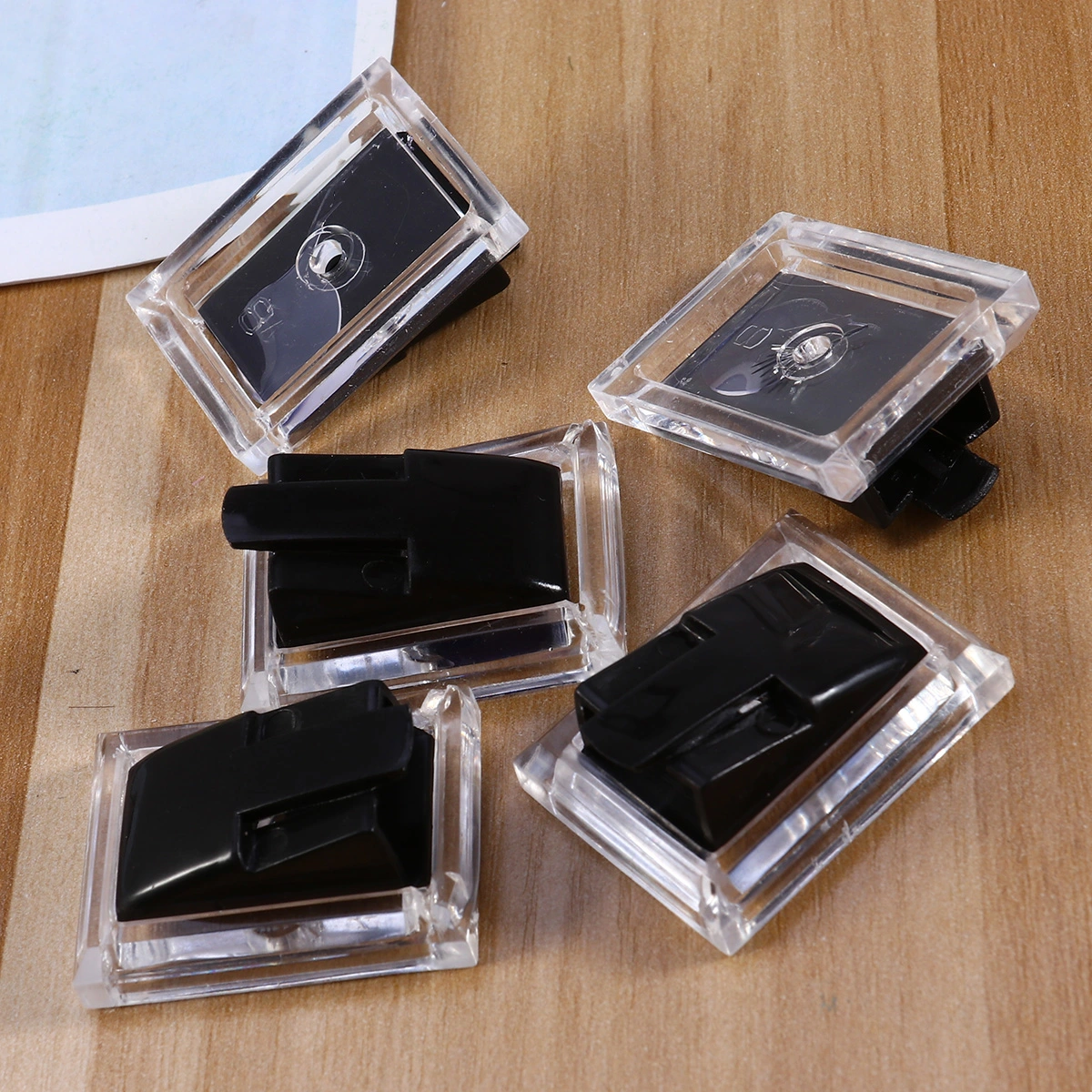 5pcs Acrylic Display Stand Plastic Display Rack Ring Holder Ring Showcase for Store Home (Transparent Black)