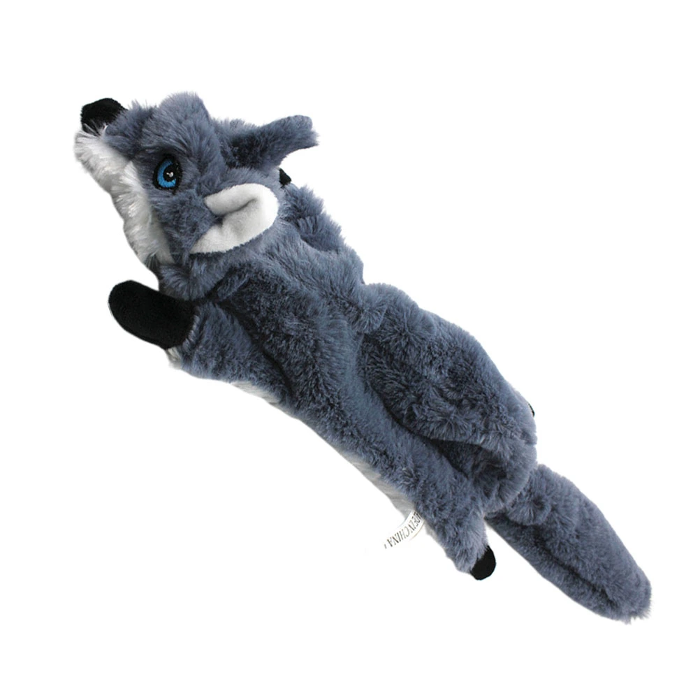 1pc Cartoon Wolf Pattern Dog Squeaky Toy Pet Molars Toy Chewing Plaything Plush Toy Bite Resistance Toy - Size S(Grey)