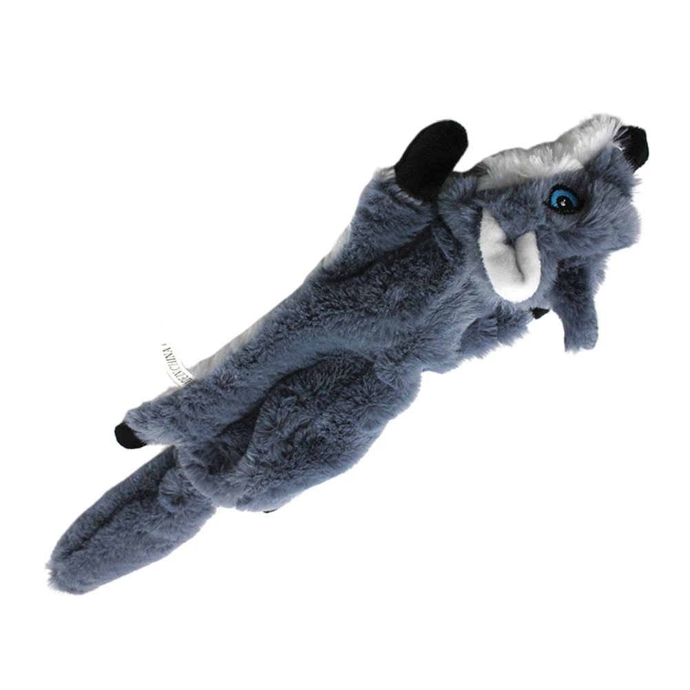 1pc Cartoon Wolf Pattern Dog Squeaky Toy Pet Molars Toy Chewing Plaything Plush Toy Bite Resistance Toy - Size S(Grey)