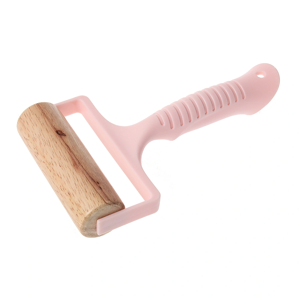 Solid Wood Rolling Pin Hand-push Plastic Handle Roller Kitchen Tool for Fondant Cookie Pastry Dough