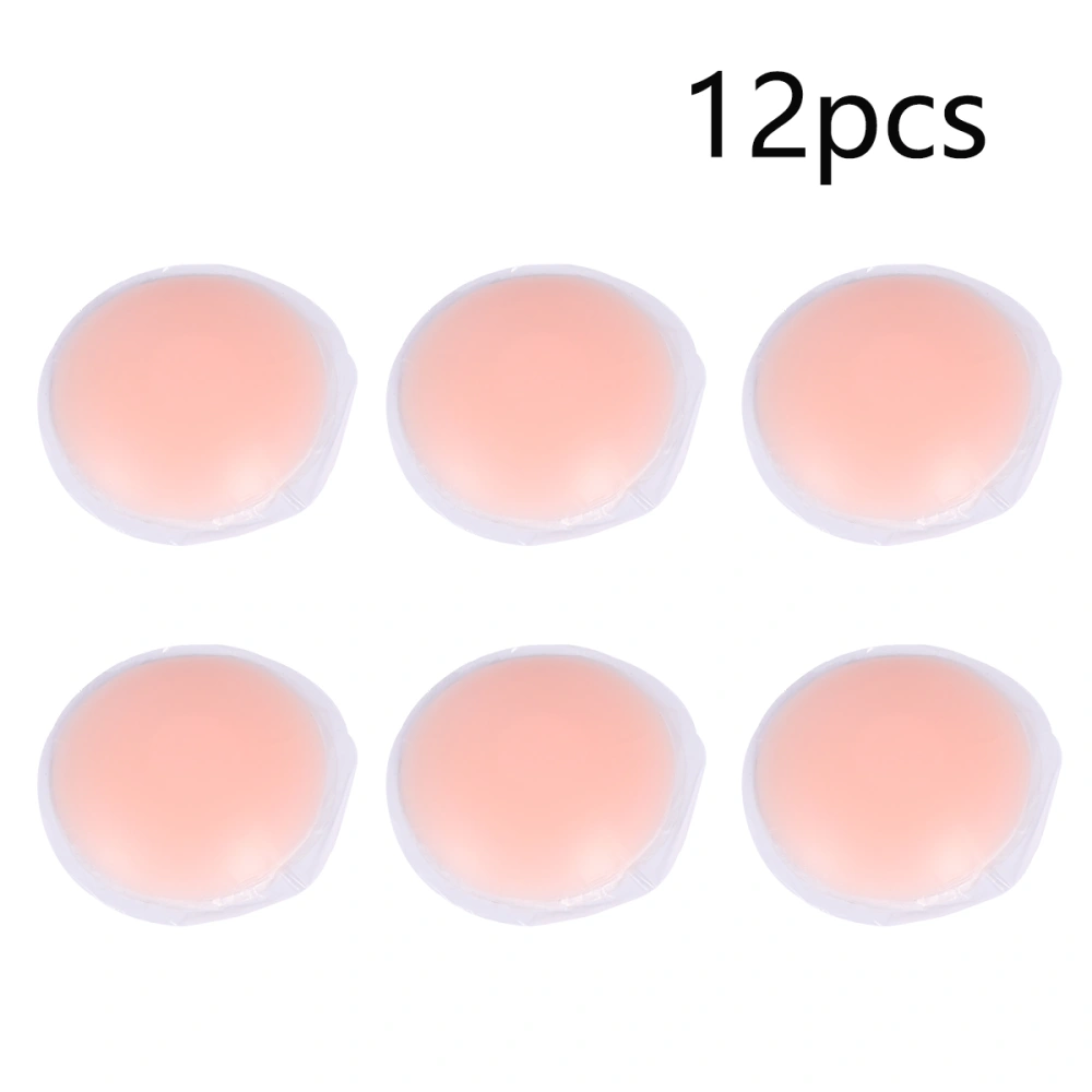 12 Pcs/6 Pairs Round Shape Adhesive Silicone Covers Pads Reusable Breast Pasties with Box for Women Ladies