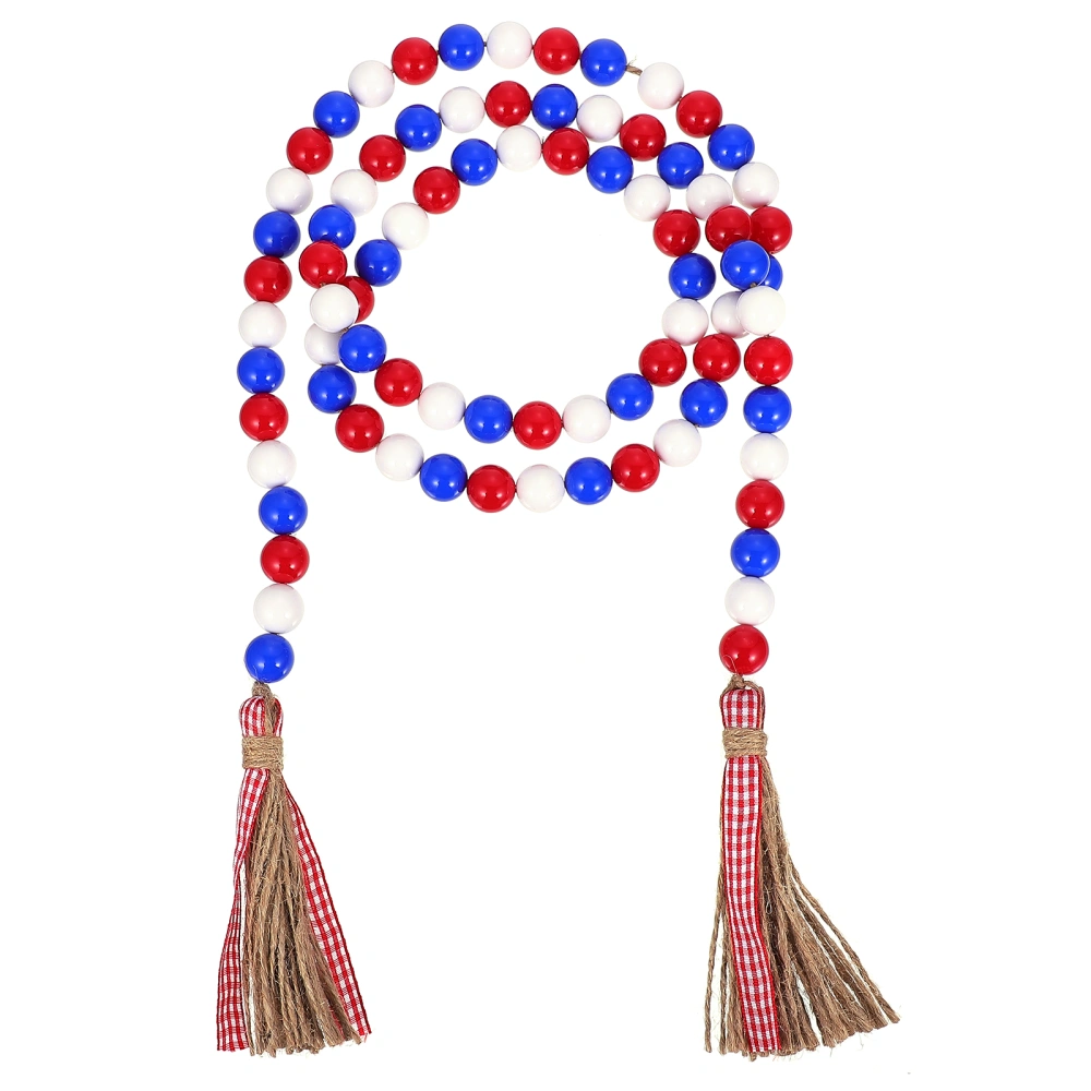 1Pc Chic Acrylic Beads Pendant Independence Day Cotton Rope Tassel End Hanging