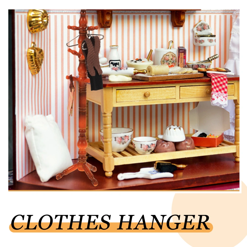 1 Set of  Doll Apparel Hanger Miniature Cloth Rack Doll Clothes Rack Miniature Clothes Hangers