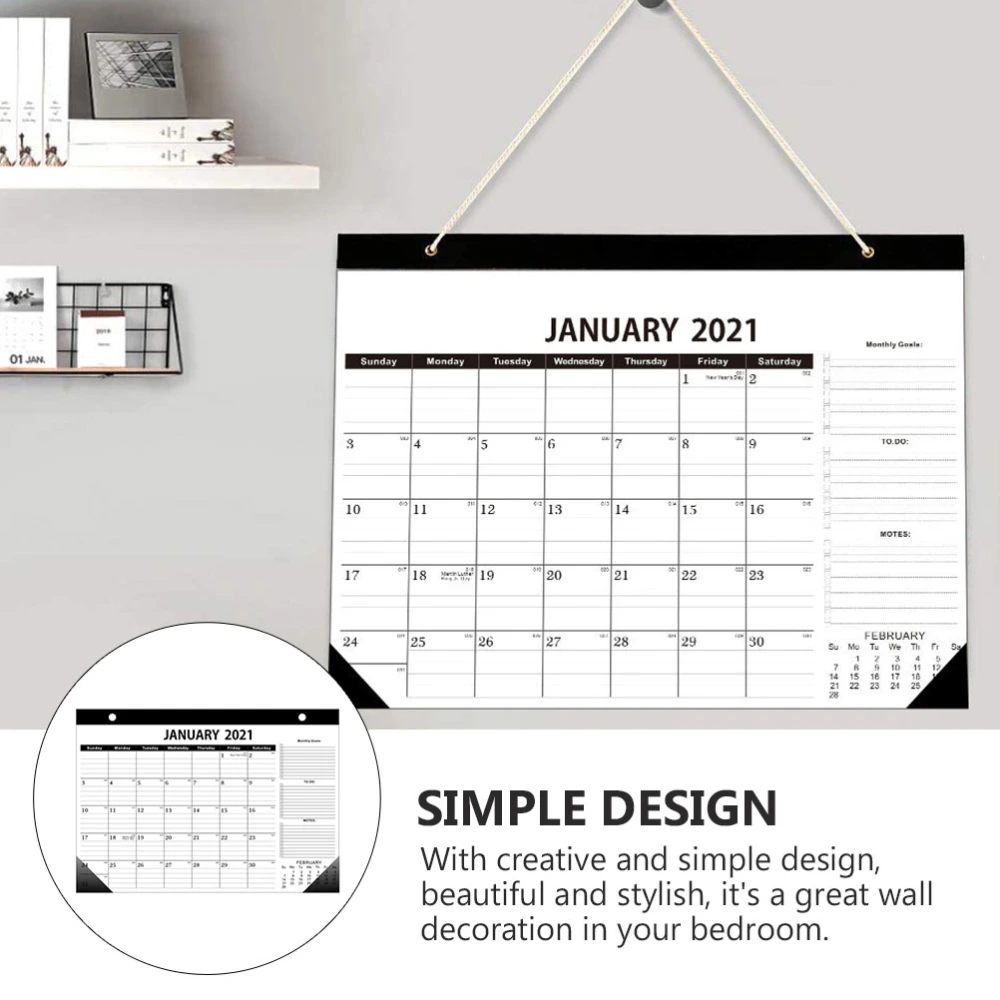 1Pc New Year Calendar Simple Wall Schedule Book Planner Calendar Random Color