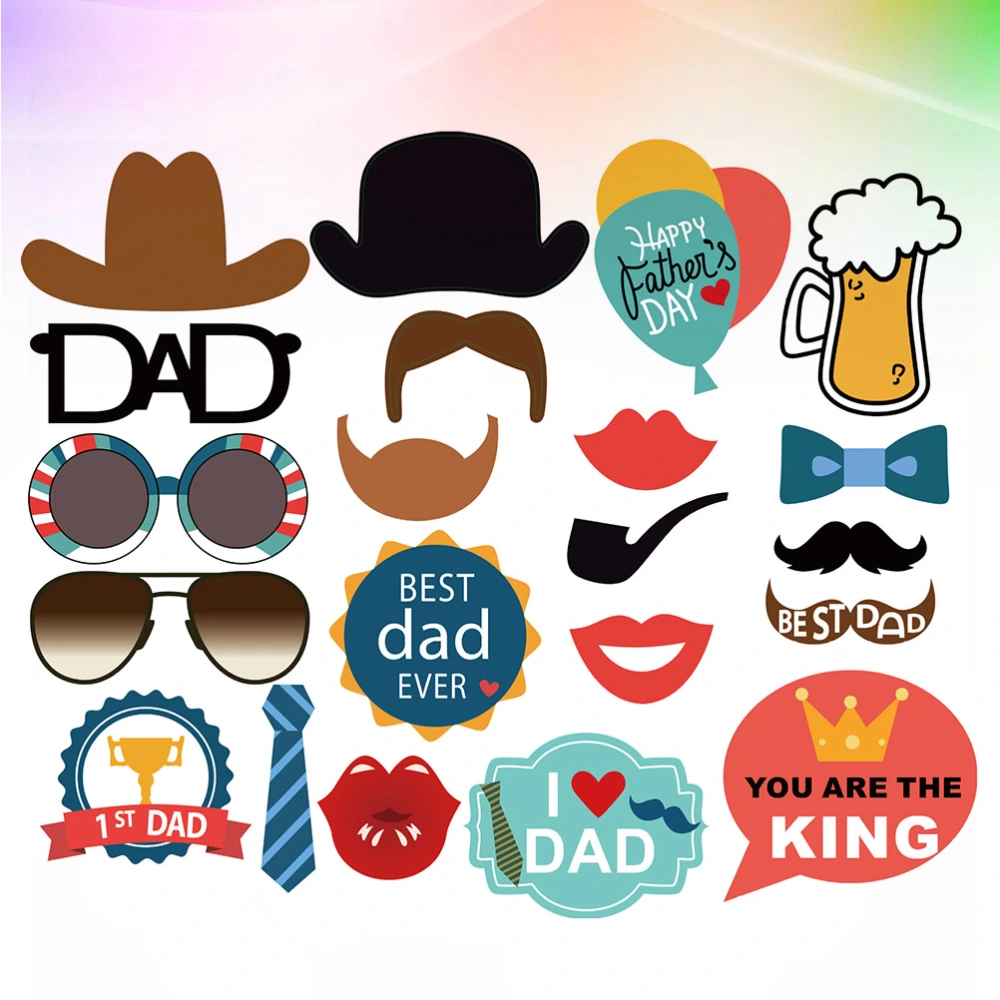 21pcs Funny Creative Father's Day Photo Taking Props Camera Props Party Supplies Decorations