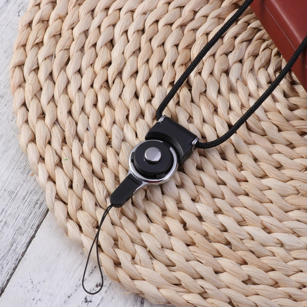 Dual Use Detachable Rotary Buckle Long Lanyard Mobile Phone Shell Rope(Black)