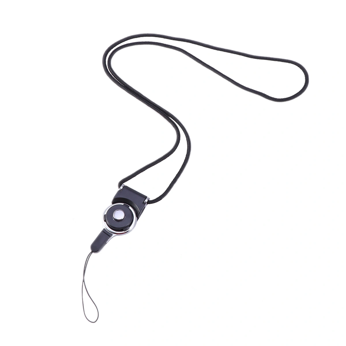 Dual Use Detachable Rotary Buckle Long Lanyard Mobile Phone Shell Rope(Black)