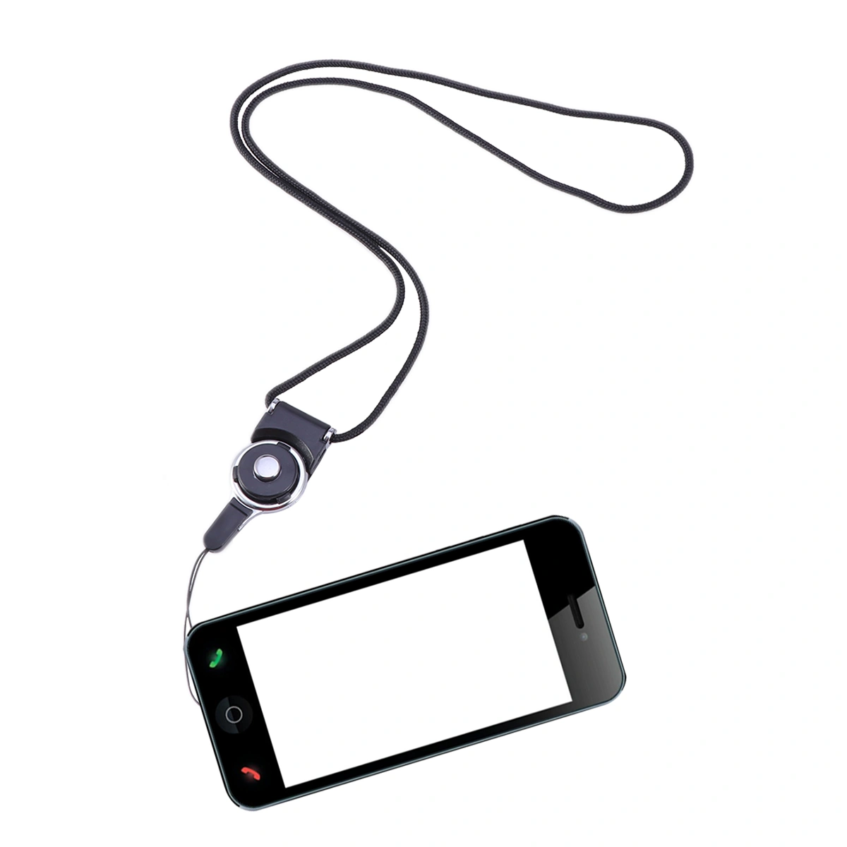 Dual Use Detachable Rotary Buckle Long Lanyard Mobile Phone Shell Rope(Black)