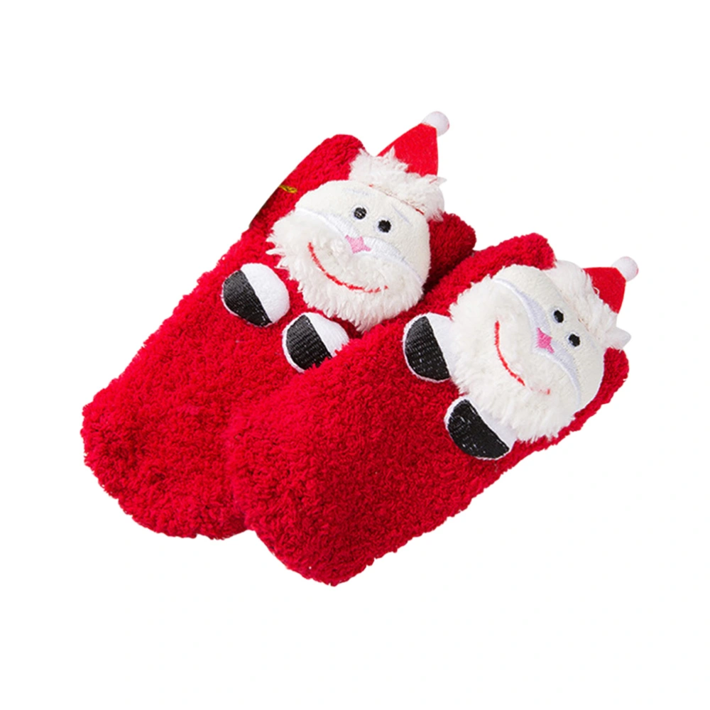 Christmas Gift Socks Adults Socks Autumn And Winter Thickening Cartoon Socks Non-slip Keep Warm Floor Socks (Santa)