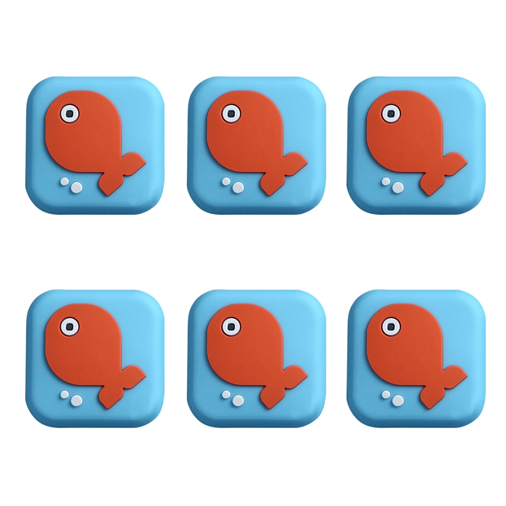 6PCS Door Back Handle Crash Mat Silica Gel Door Stopper Cartoon Design Door Wall Protector Lovely Suction Door Stop for Home Use Little Fish Style