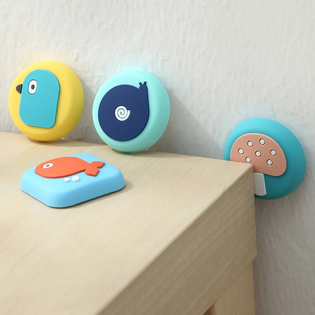 6PCS Door Back Handle Crash Mat Silica Gel Door Stopper Cartoon Design Door Wall Protector Lovely Suction Door Stop for Home Use Little Fish Style