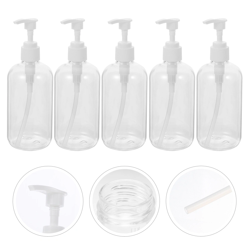 5pcs Liquid Soap Bottles Press Type Containers Cleaning Gel Bottle Sanitizer Storage Holder for Home Outdoor (Transparent Pump Head)