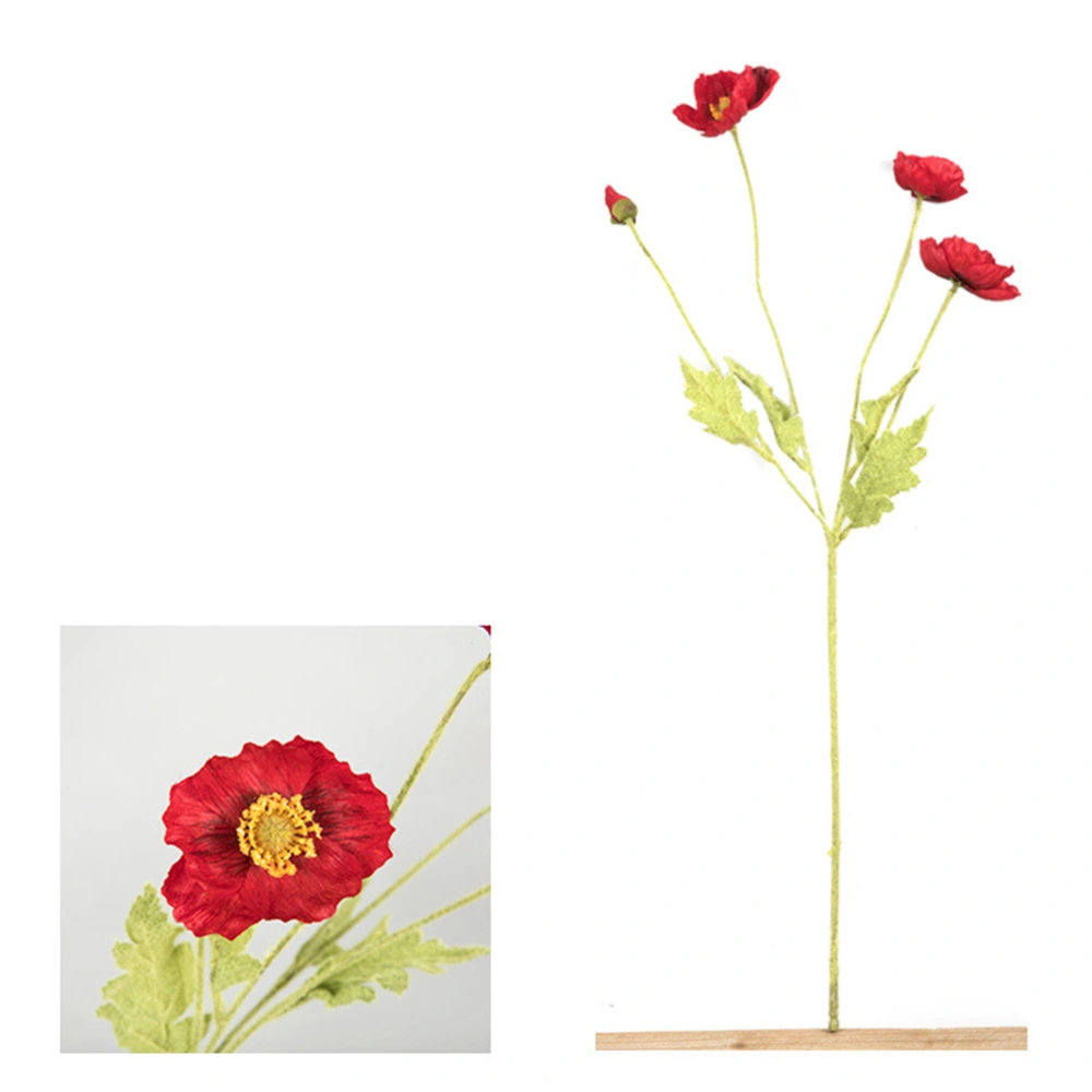 Artificial Flower Fake Poppies Decoration Flower for Home Kitchen Office（Red）