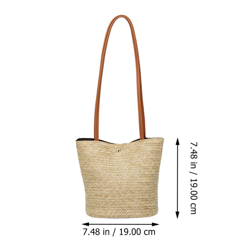 1Pc Fashion Straw Woven Bag Bucket Bag Shoulder Beach Bag for Women