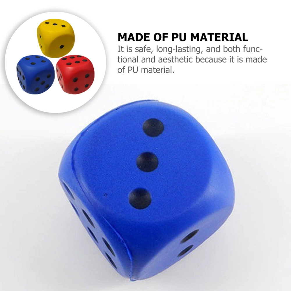 3Pcs Decompression Ball Toys Sponge Dices Board Game Supplies Colored Sponge Dices